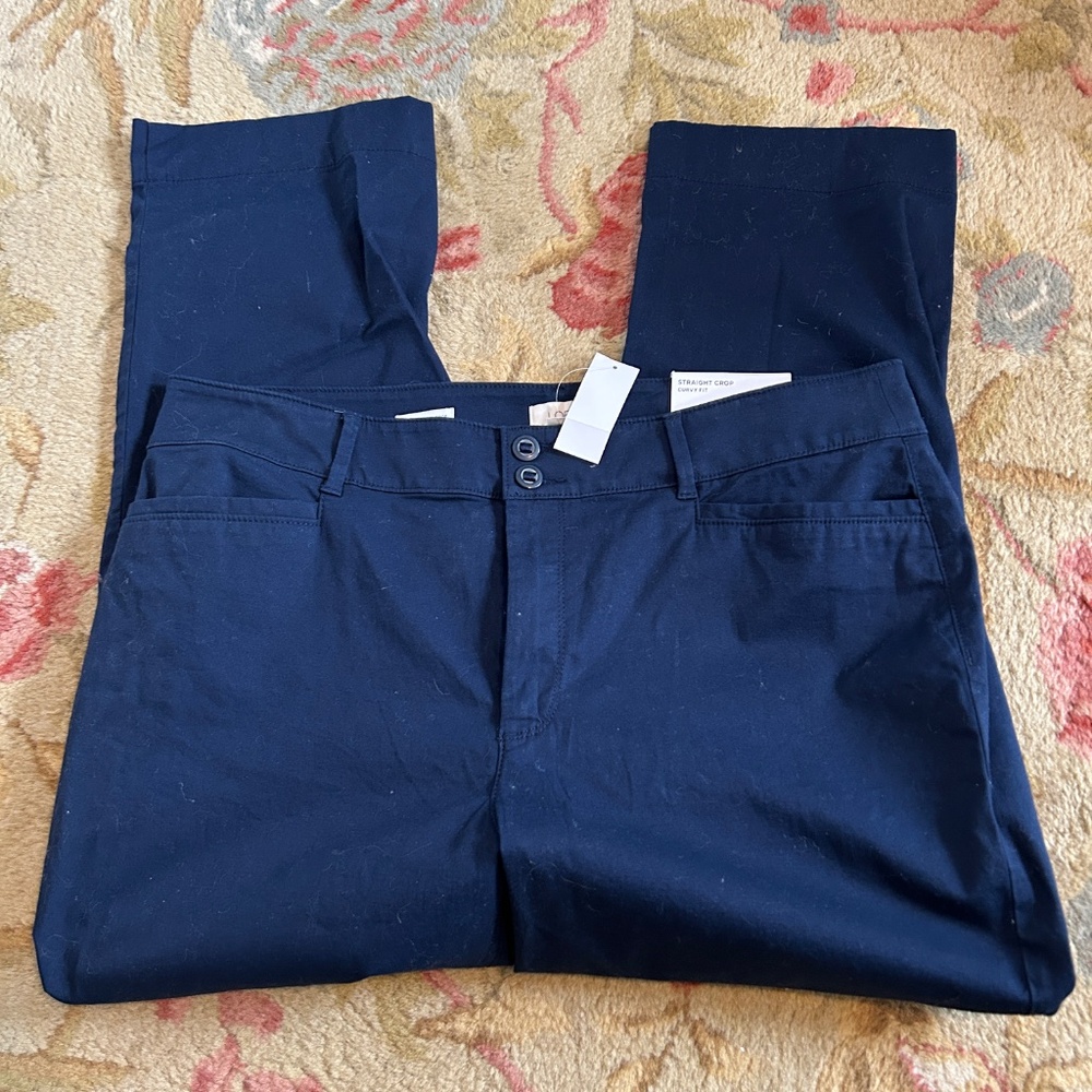 LOFT Outlet Womens Curvy Crop Chino Pants Navy NWT - size 14